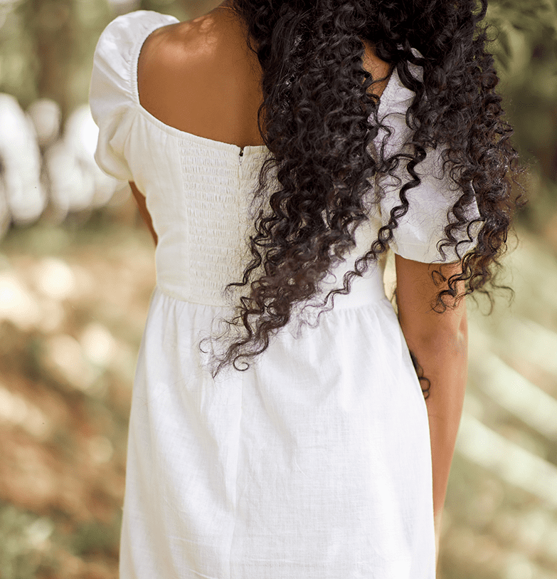 Khadi White Babydoll Dress with puff Slevees